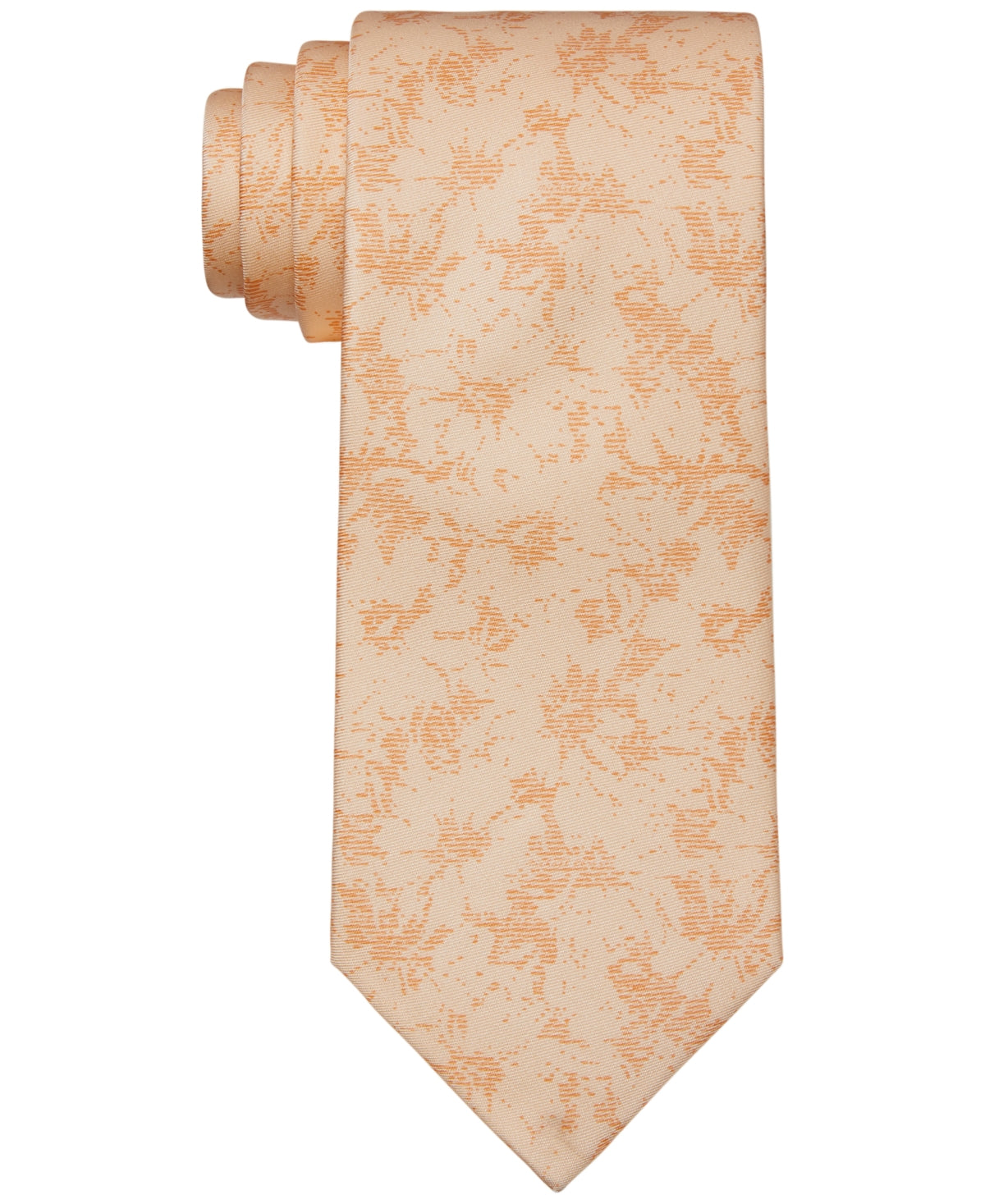 Gravata masculina Michael Kors com estampa botânica texturizada e tonal, laranja, tamanho regular