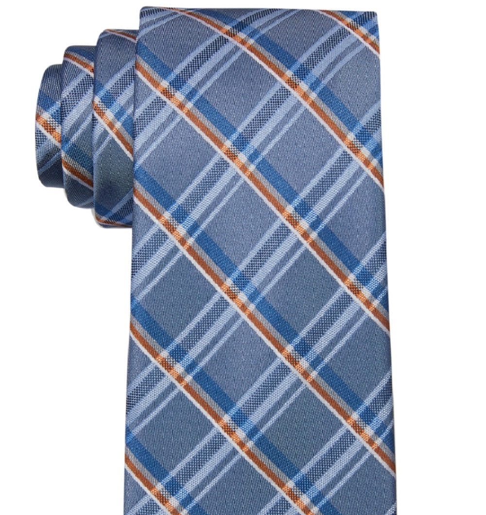 Gravata xadrez aberta masculina Michael Kors laranja tamanho regular