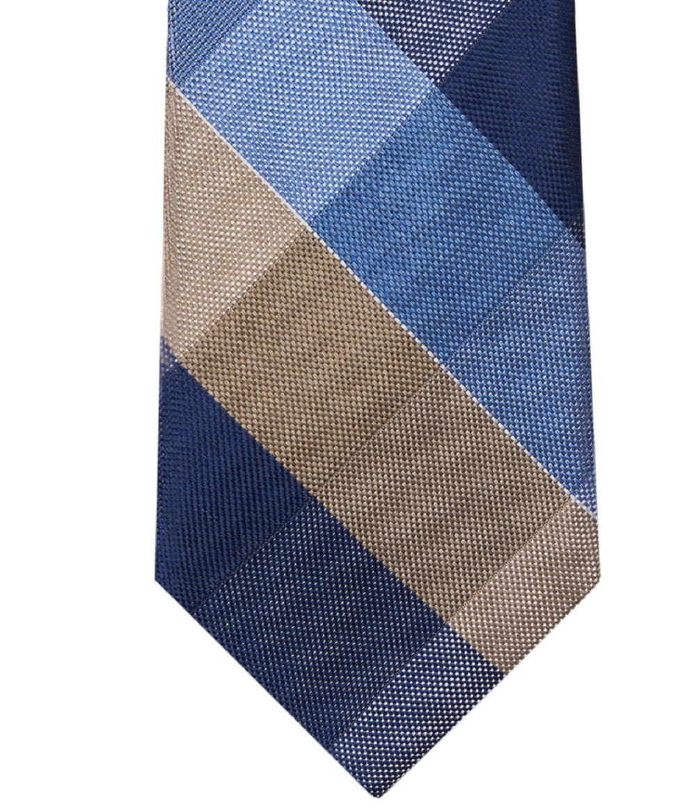 Gravata xadrez grande masculina Michael Kors marrom tamanho regular