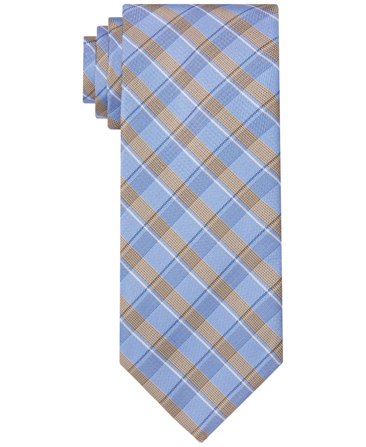 Gravata xadrez linear masculina Michael Kors marrom tamanho regular