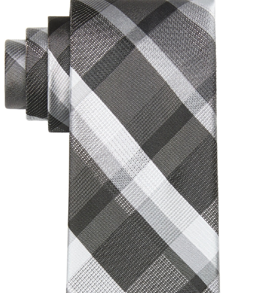 Gravata Slim Xadrez Masculina Calvin Klein Preta Tamanho Regular