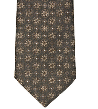 Gravata Calvin Klein Masculina Slim Deco Floral Medalhão Marrom Tamanho Regular