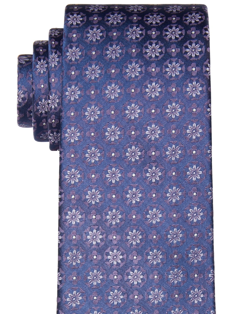 Gravata Calvin Klein Masculina Slim Deco Floral Medalhão Roxa Tamanho Regular