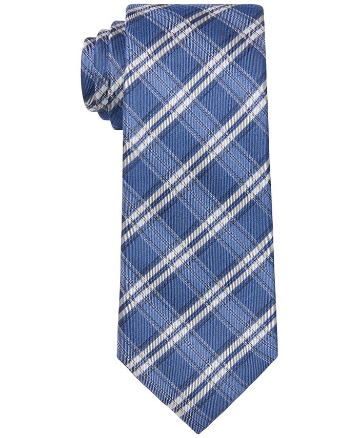 Gravata xadrez sazonal masculina Calvin Klein azul tamanho regular