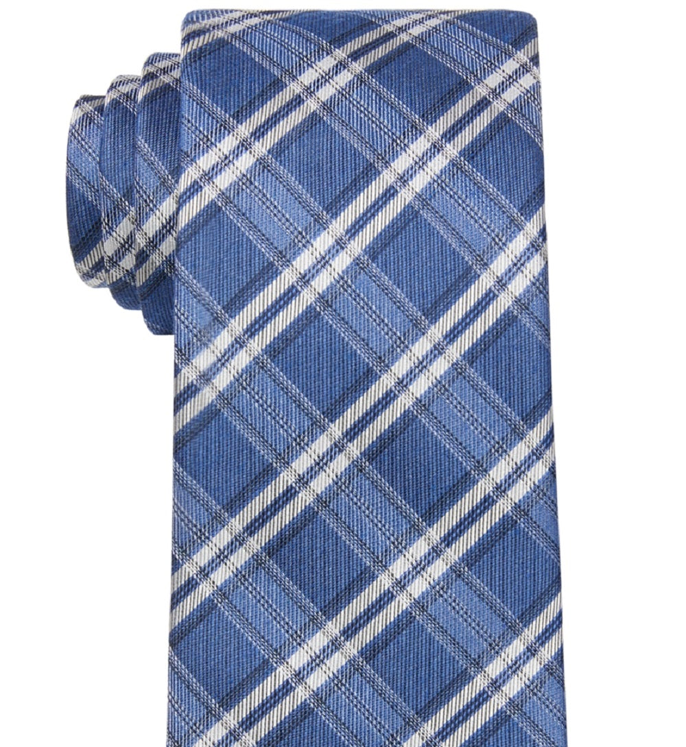 Gravata xadrez sazonal masculina Calvin Klein azul tamanho regular