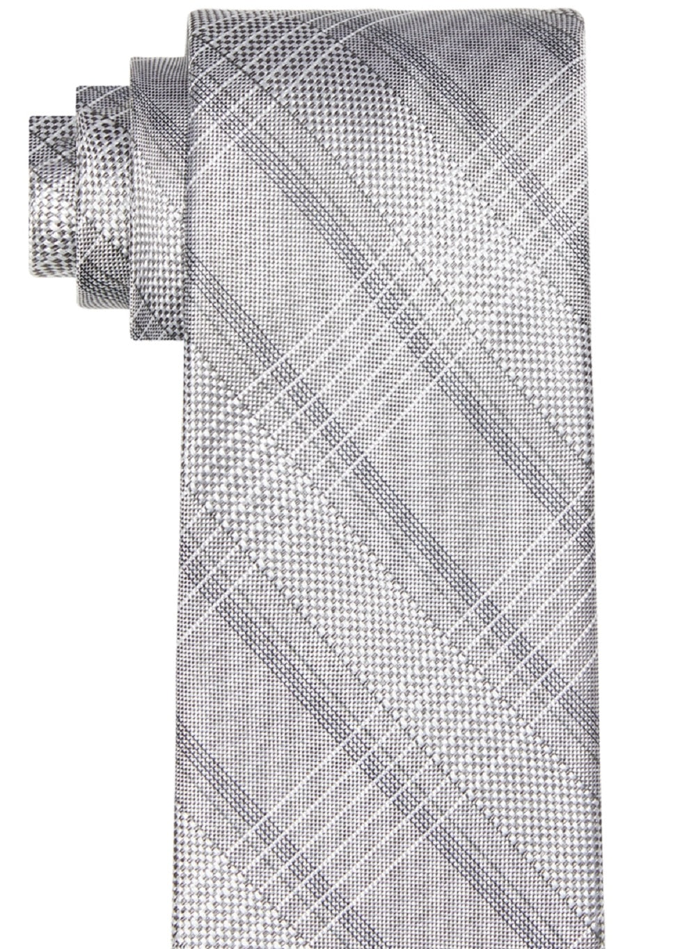 Gravata Slim Xadrez Masculina Calvin Klein Cinza Tamanho Regular