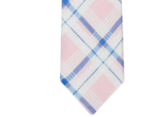 Gravata de linho Tommy Hilfiger Robert Slim Plaid masculina, rosa, tamanho regular