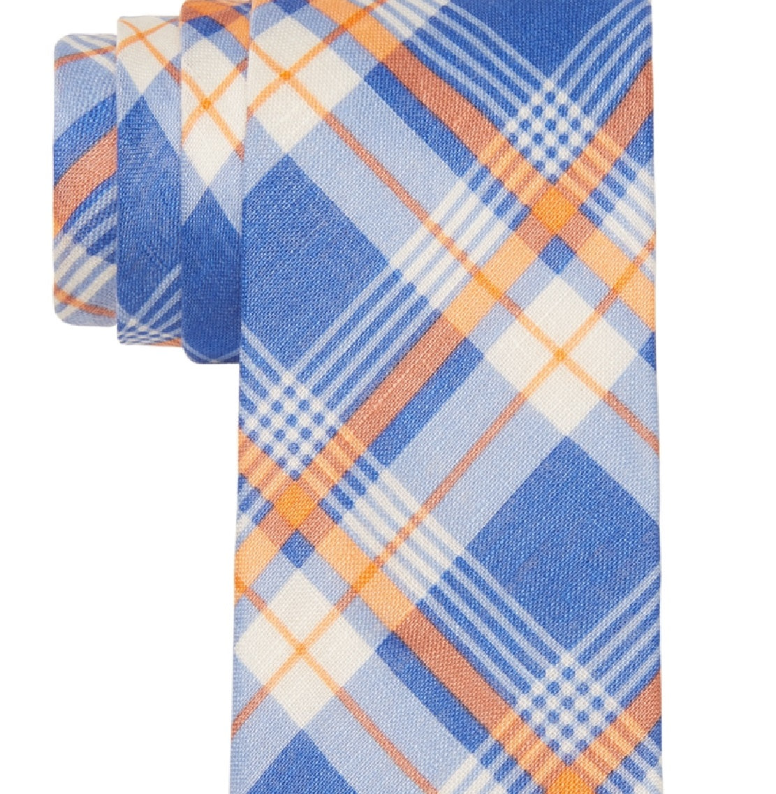 Gravata Tommy Hilfiger Robert Slim Plaid de Linho Masculina Laranja Tamanho Regular