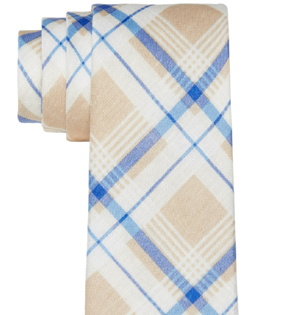 Gravata de linho Tommy Hilfiger Robert Slim Plaid masculina, marrom, tamanho regular
