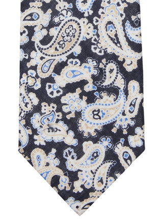Gravata de linho Tommy Hilfiger Howard Classic Paisley masculina marrom tamanho regular