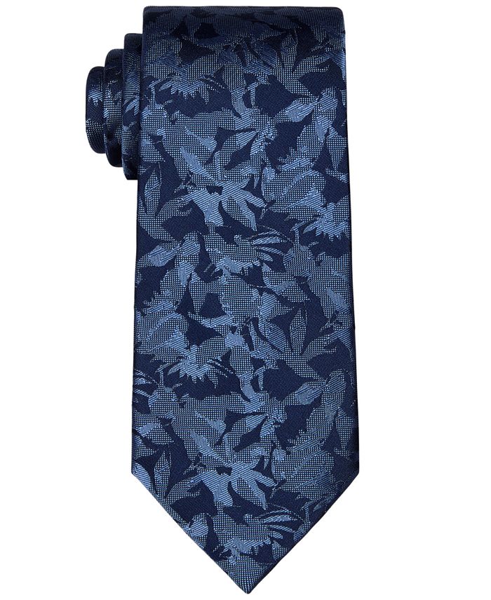 Gravata botânica clássica tonal masculina Michael Kors, azul, tamanho regular