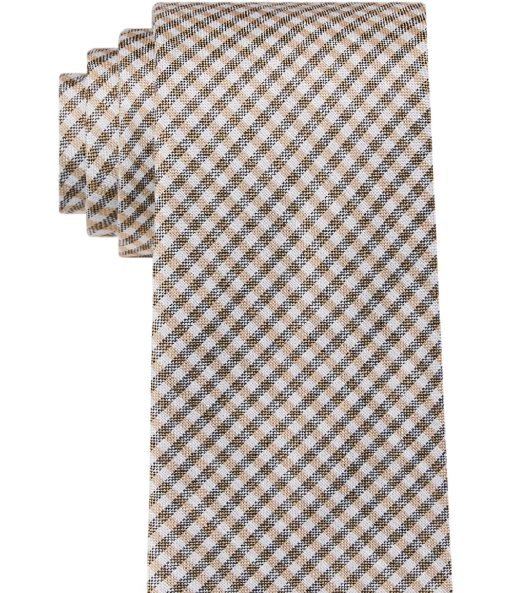 Gravata xadrez sazonal masculina Tommy Hilfiger marrom tamanho regular