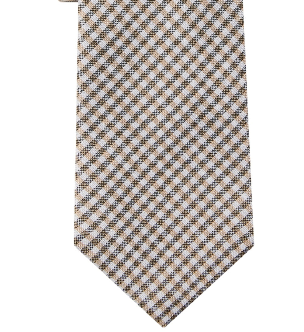 Gravata xadrez sazonal masculina Tommy Hilfiger marrom tamanho regular