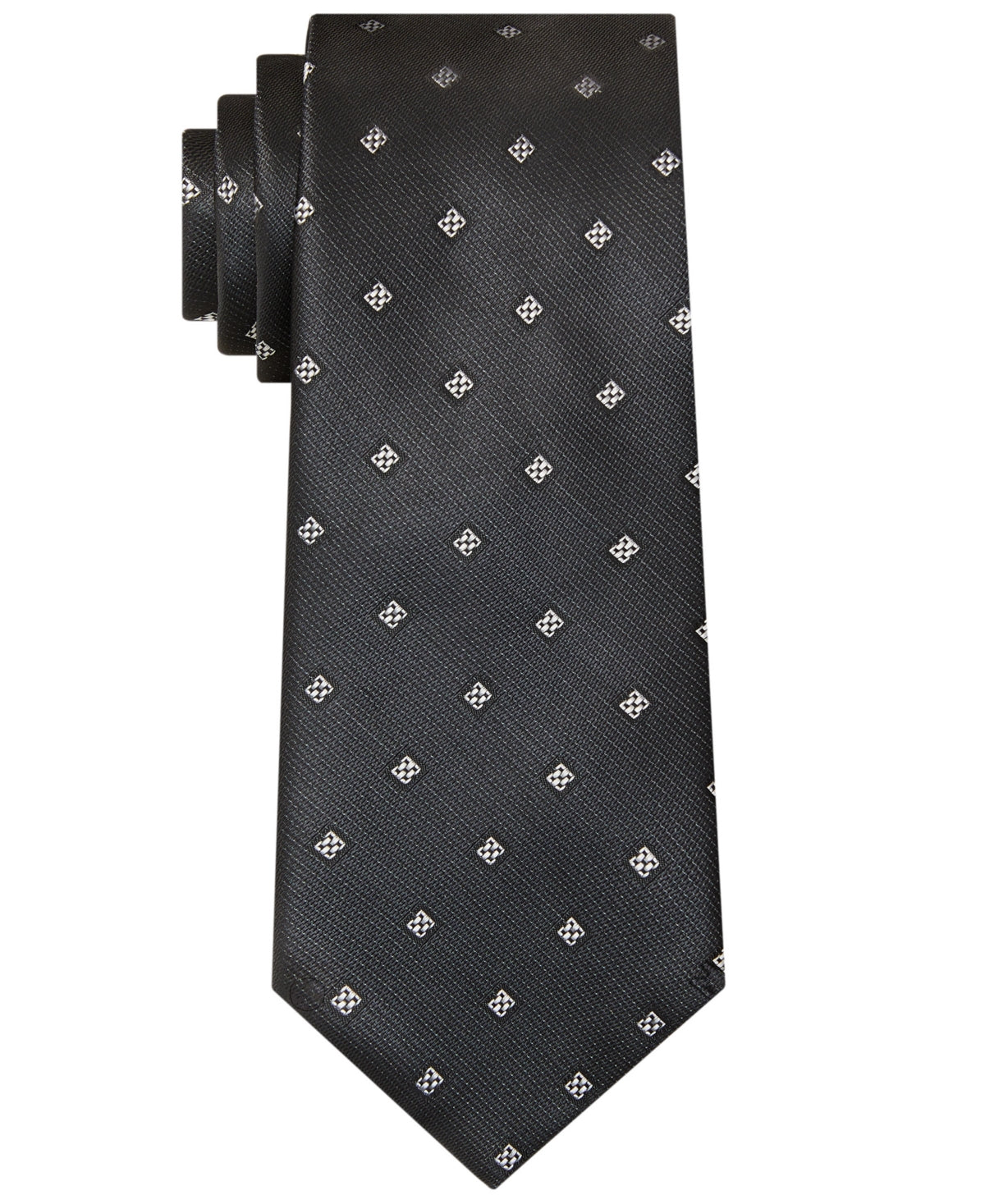 Gravata Calvin Klein Linked Slim Neat Masculina Preta Tamanho Regular