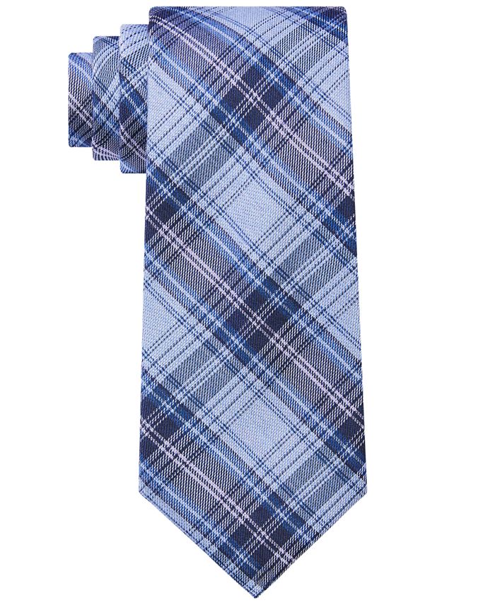 Gravata Slim Xadrez Masculina Calvin Klein Azul Tamanho Regular