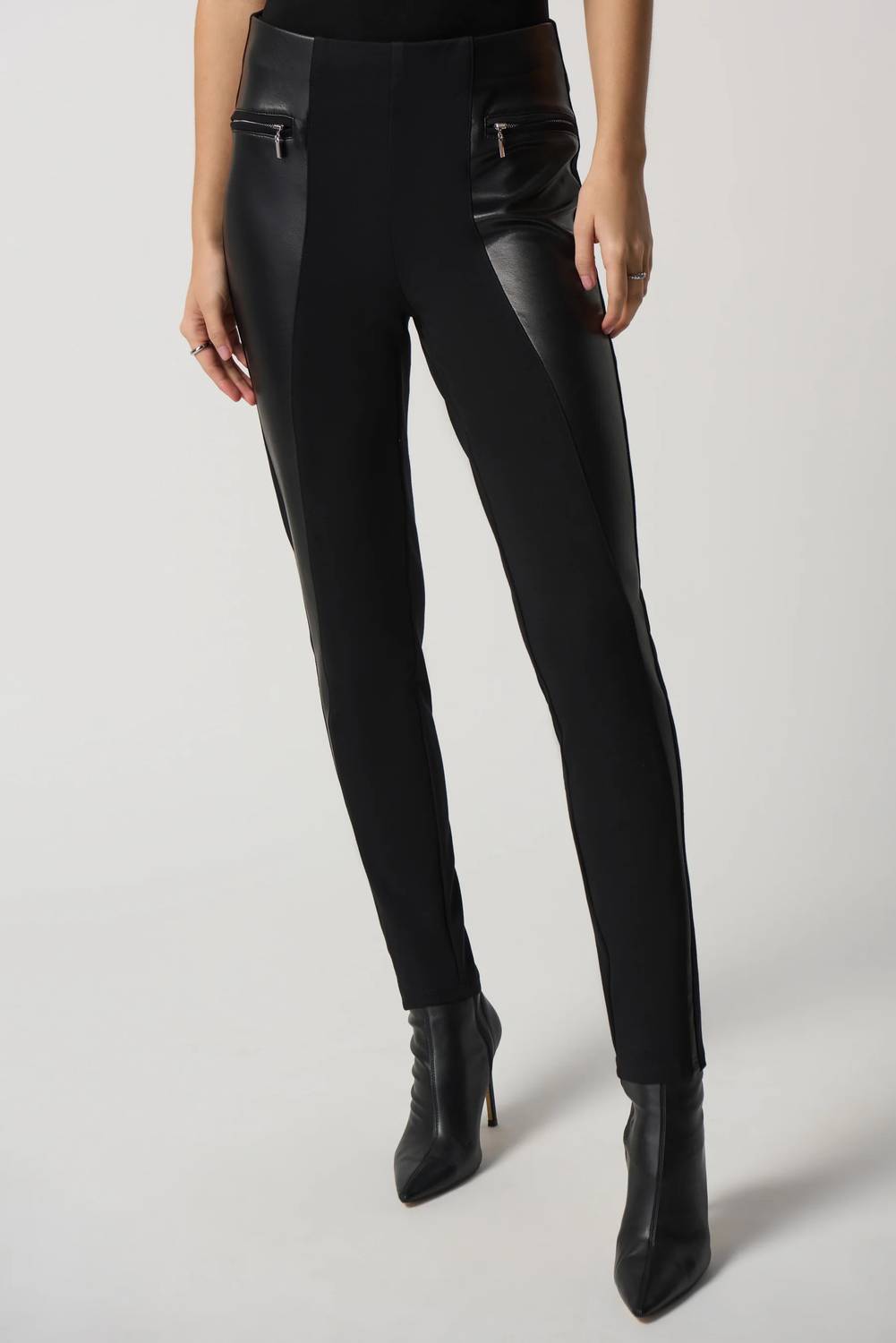 Joseph Ribkoff - Faux-Leather Panel Leggings
