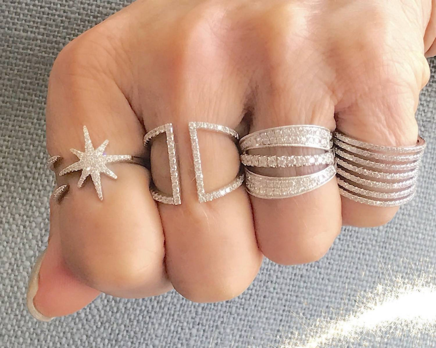 Normani - Women's 7 Row Wide Vertebrae Diamond Ring