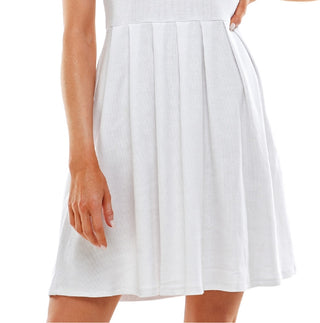 Vestido polo Planet Gold Junior em malha canelada, ajuste e flare, branco, tamanho grande