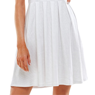 Vestido polo Planet Gold Junior em malha canelada, ajuste e flare, branco, tamanho pequeno