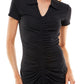 Vestido justo de malha canelada franzida Planet Gold Juniors, preto, tamanho extragrande