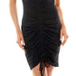Vestido justo de malha canelada franzida Planet Gold Juniors, preto, tamanho extragrande
