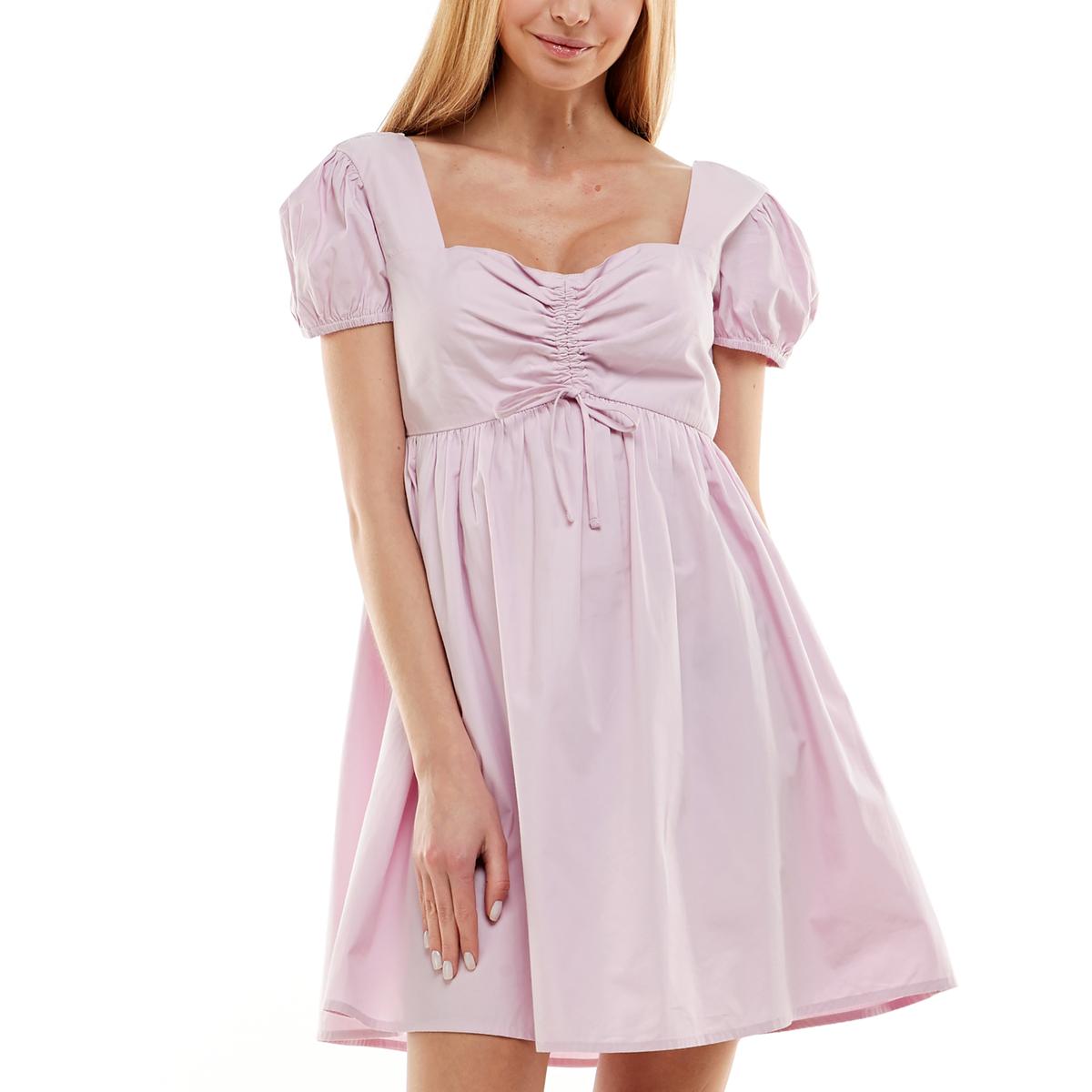 Vestido infantil Planet Gold de algodão com manga bufante e estampa floral, roxo, tamanho extragrande
