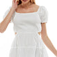 Vestido Planet Gold Juniors de algodão com manga bufante e recorte lateral em camadas, branco, tamanho XX-G