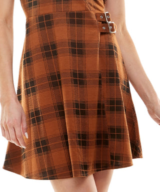 Vestido Planet Gold Juniors com fivela lateral e envoltório falso, marrom, tamanho pequeno