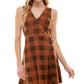 Vestido Planet Gold Juniors com fivela lateral e envoltório falso, marrom, tamanho pequeno