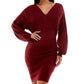 Vestido suéter Planet Gold Junior com manga dolman e decote em V, vermelho, tamanho extragrande