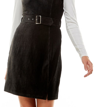 Conjunto de suéter e vestido com cinto Planet Gold Junior, preto, tamanho grande