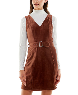 Conjunto de suéter e vestido com cinto Planet Gold Junior, marrom, tamanho médio