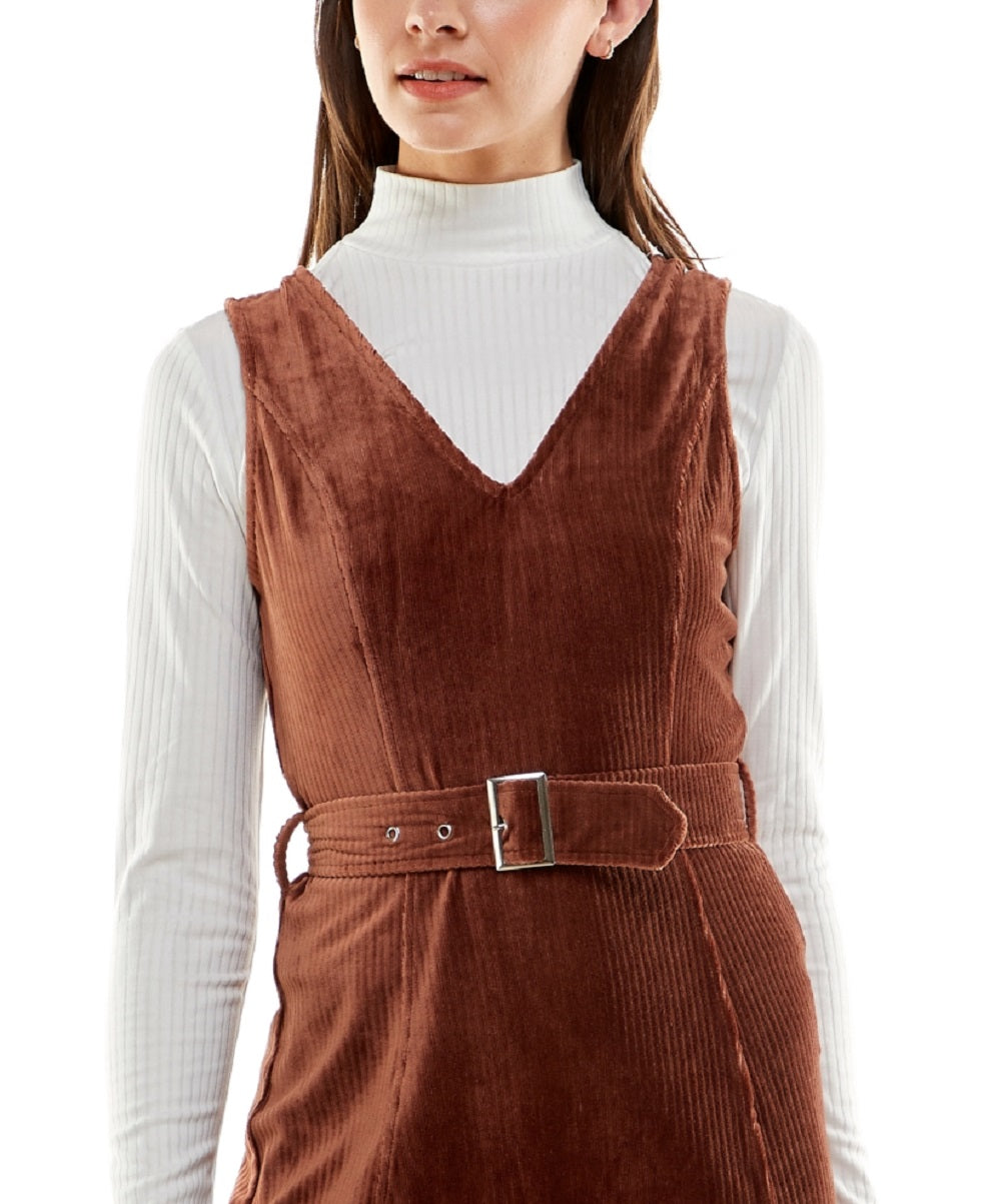 Conjunto de suéter e vestido com cinto Planet Gold Junior, marrom, tamanho médio