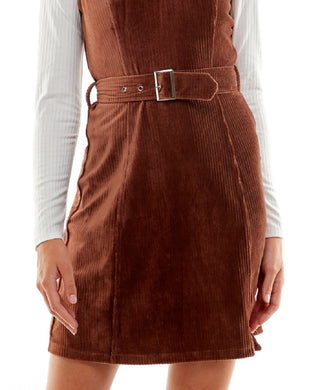 Conjunto de suéter e vestido com cinto Planet Gold Junior, marrom, tamanho médio