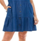 Vestido-camisa jeans de algodão plus size Planet Gold feminino, azul, tamanho 1X