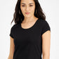 Camiseta feminina Jamie &amp; Layla com decote redondo e manga curta, preta, tamanho pequeno médio