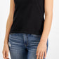 Camiseta feminina Jamie &amp; Layla com decote redondo e manga curta, preta, tamanho pequeno médio