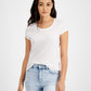 Camiseta feminina Jamie &amp; Layla com decote redondo e manga curta, branca, tamanho pequeno, extragrande