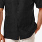 Camisa Guayabera Bordada Manga Curta Masculina Cubavera Preta Tamanho Médio