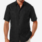 Camisa Guayabera Bordada Manga Curta Masculina Cubavera Preta Tamanho Médio