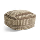 Rustic Wool and Cotton Large Pouf Handcrafted Tufted Design - Brown / Beige