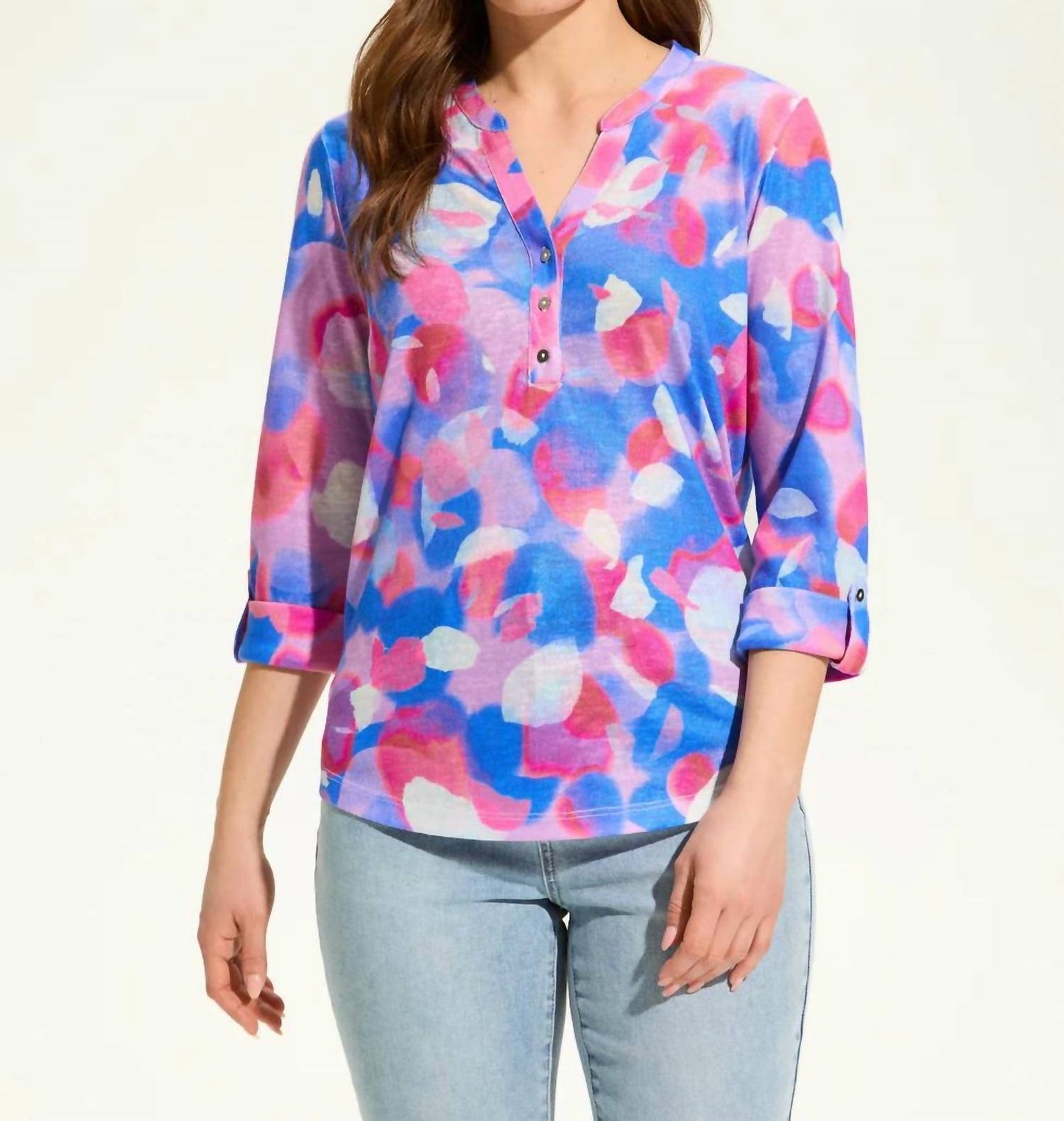 Fdj - Henley Three-quarter Sleeve Top
