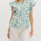 Entro - Buttoned Down Flutter Floral Top