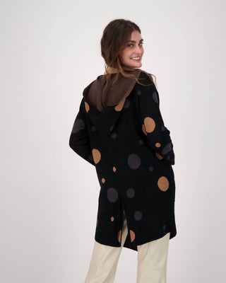 Gabby Isabella - Cardigan com capuz e frente aberta Polka