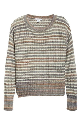 Nordstrom - Suéter listrado de gola redonda e lã mohair Signature