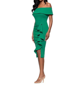 Betsy & Adam - Off-the-shoulder Ruffle Sheath Dress - Petite