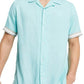 Topman Short Sleeve Button-Up Camp Shirt in Turquoise, Size Large