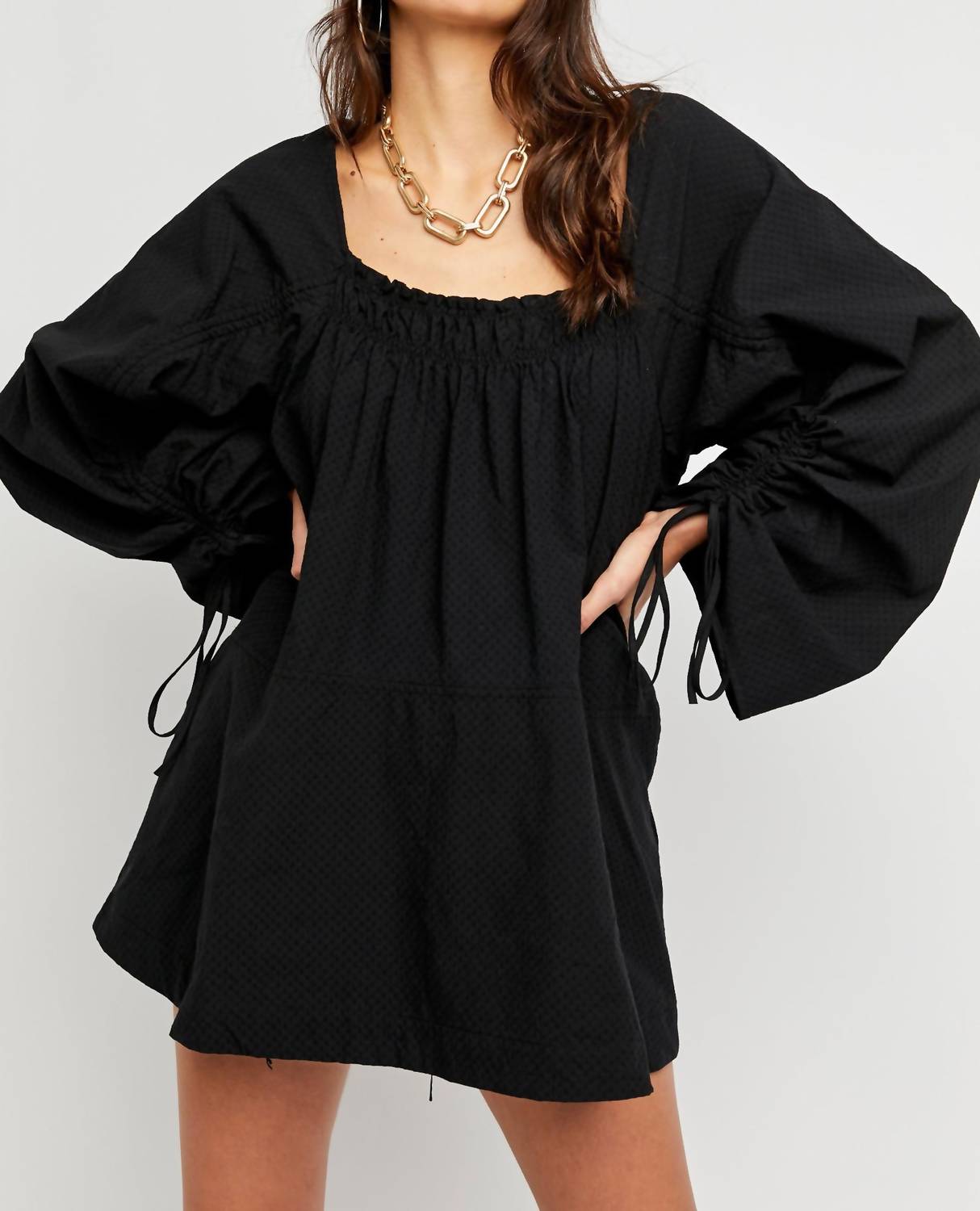 Free People - Brynn Puff Sleeves Square Neck Tunic