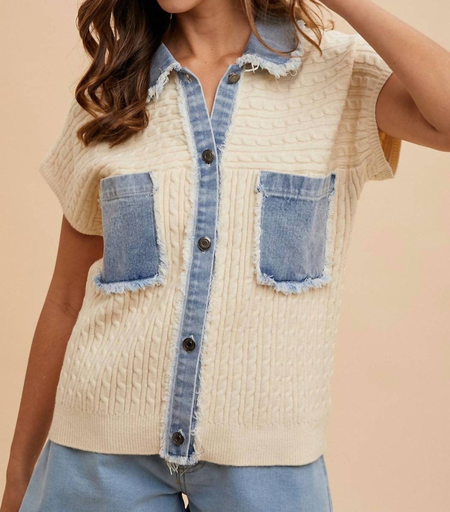 Anniewear - Accents Cable Sweater Jacket