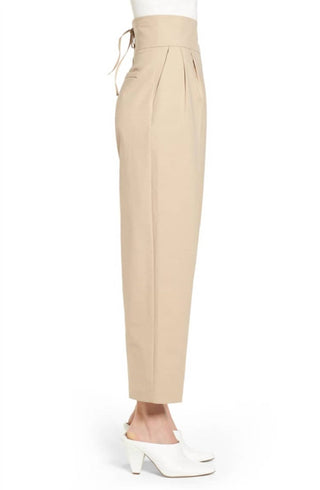 Topshop - Calça cropped de cintura alta e perna larga com renda nas costas